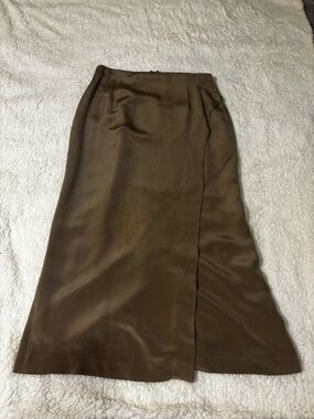 Beige Women's silk skirt 0226